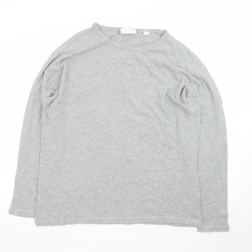 Pure DKNY Women’s Grey Long Sleeve Cotton Crew Neck T-Shirt Size L