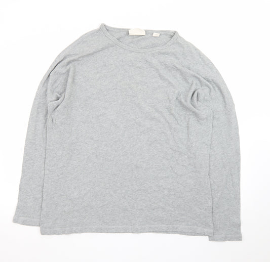 Pure DKNY Women’s Grey Long Sleeve Cotton Crew Neck T-Shirt Size L