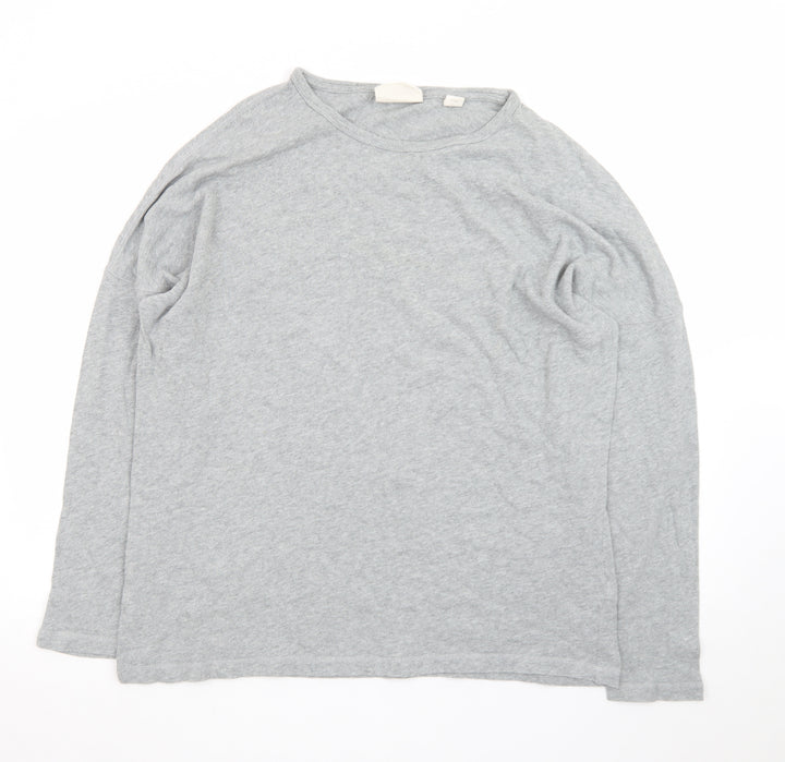 Pure DKNY Women’s Grey Long Sleeve Cotton Crew Neck T-Shirt Size L