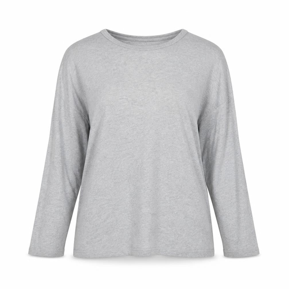 Pure DKNY Women’s Grey Long Sleeve Cotton Crew Neck T-Shirt Size L