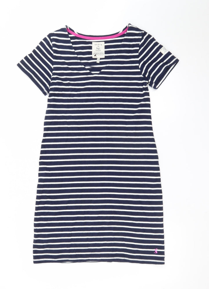 Joules Women Blue Stripe Cotton T-Shirt Dress Size 8