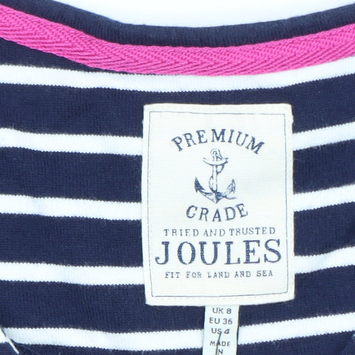 Joules Women Blue Stripe Cotton T-Shirt Dress Size 8
