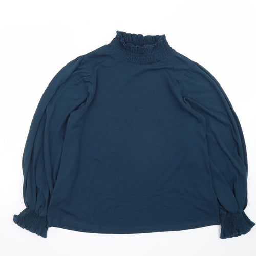 Compañia Fantastica Women's Blue High Neck Long Sleeve Blouse M