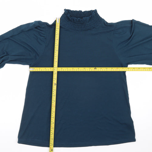 Compañia Fantastica Women's Blue High Neck Long Sleeve Blouse M