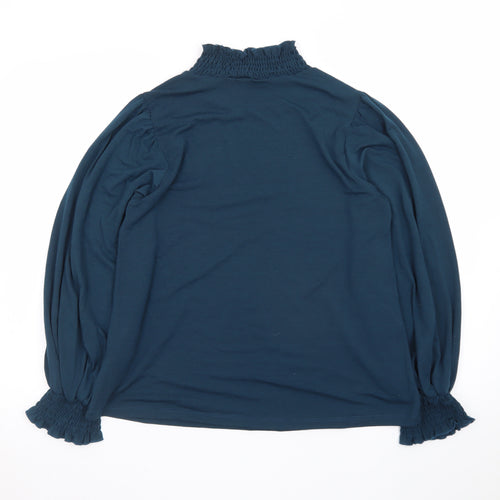 Compañia Fantastica Women's Blue High Neck Long Sleeve Blouse M