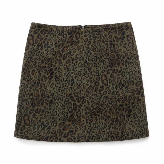 Front view of Hearts & Bows Women Brown Leopard Print Short Pencil Skirt, size 6