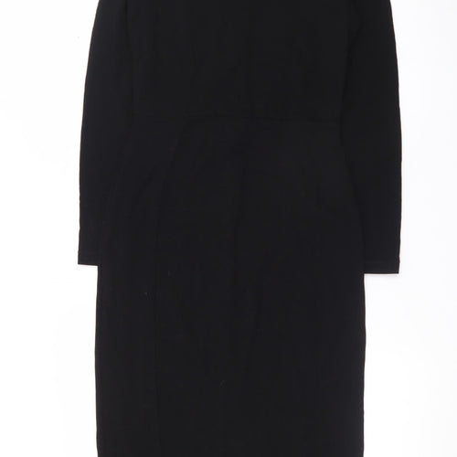 Whistles Women’s Black Sheath Dress Size 12 Long Sleeve Knee Length