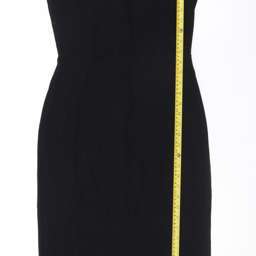Whistles Women’s Black Sheath Dress Size 12 Long Sleeve Knee Length