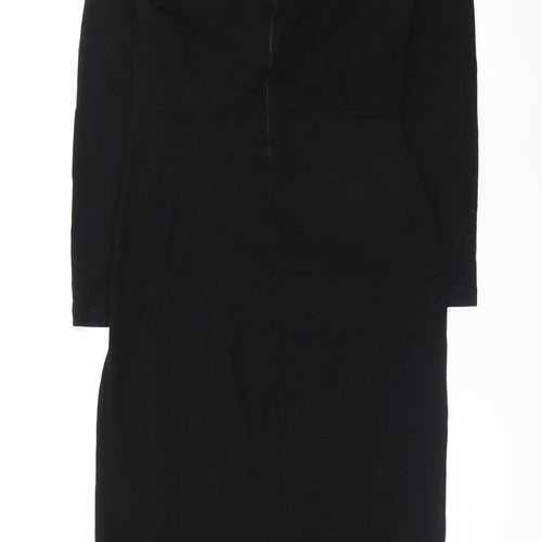 Whistles Women’s Black Sheath Dress Size 12 Long Sleeve Knee Length