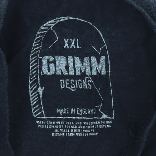 Grimm Designs Men’s Black Horror Graphic T-Shirt XXL