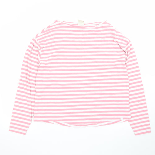Trespass Women’s Pink White Striped Long Sleeve Cotton T-Shirt UK 14