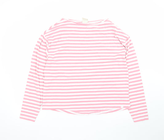 Trespass Women’s Pink White Striped Long Sleeve Cotton T-Shirt UK 14