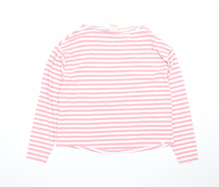 Trespass Women’s Pink White Striped Long Sleeve Cotton T-Shirt UK 14