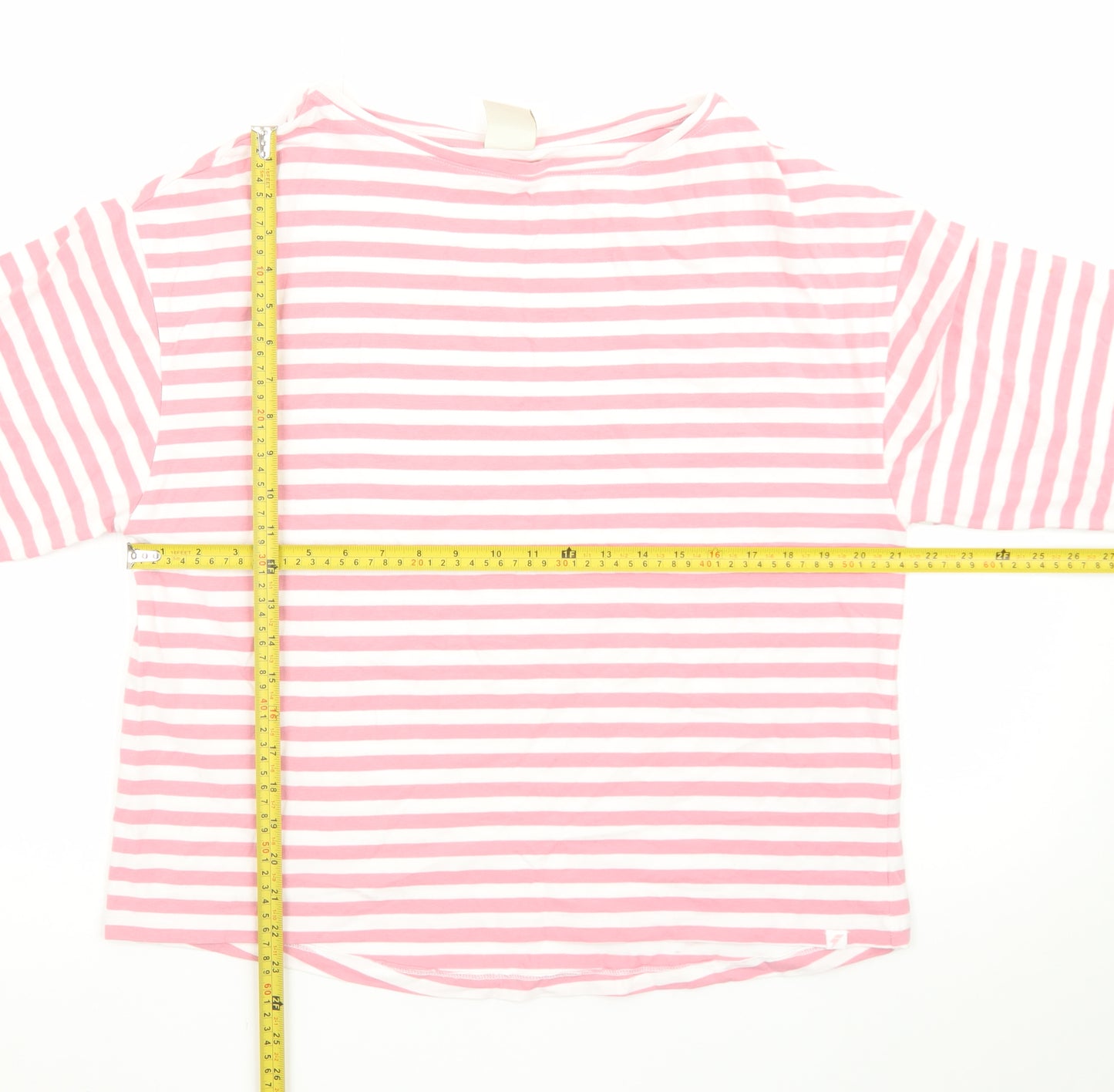 Trespass Women’s Pink White Striped Long Sleeve Cotton T-Shirt UK 14