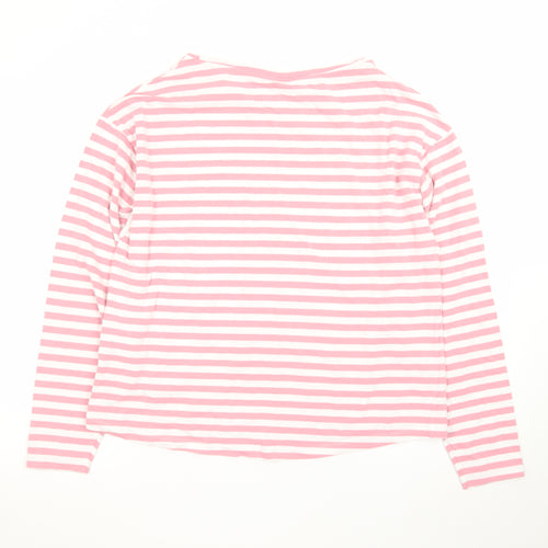 Trespass Women’s Pink White Striped Long Sleeve Cotton T-Shirt UK 14