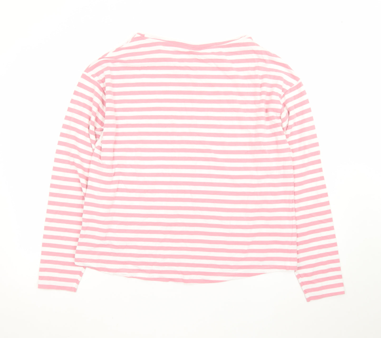 Trespass Women’s Pink White Striped Long Sleeve Cotton T-Shirt UK 14
