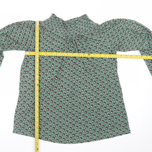 Next Women’s Green Floral High Neck Long Sleeve Tunic Blouse Size 6 Petite
