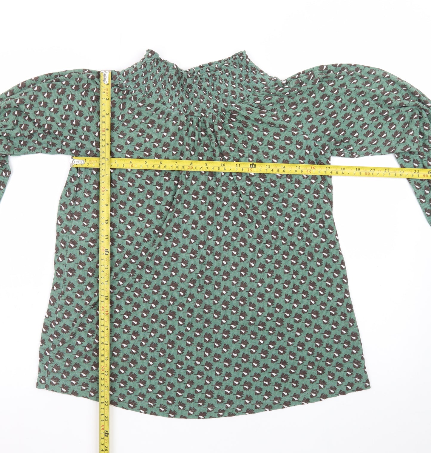 Next Women’s Green Floral High Neck Long Sleeve Tunic Blouse Size 6 Petite