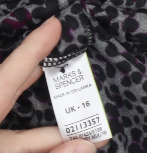 Marks and Spencer Women’s Multicoloured Animal Print Jersey T-Shirt UK 16