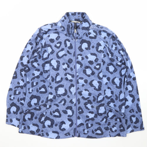 ISLE Loungewear Women's Blue Animal Print Full Zip Sweatshirt XL 22-24