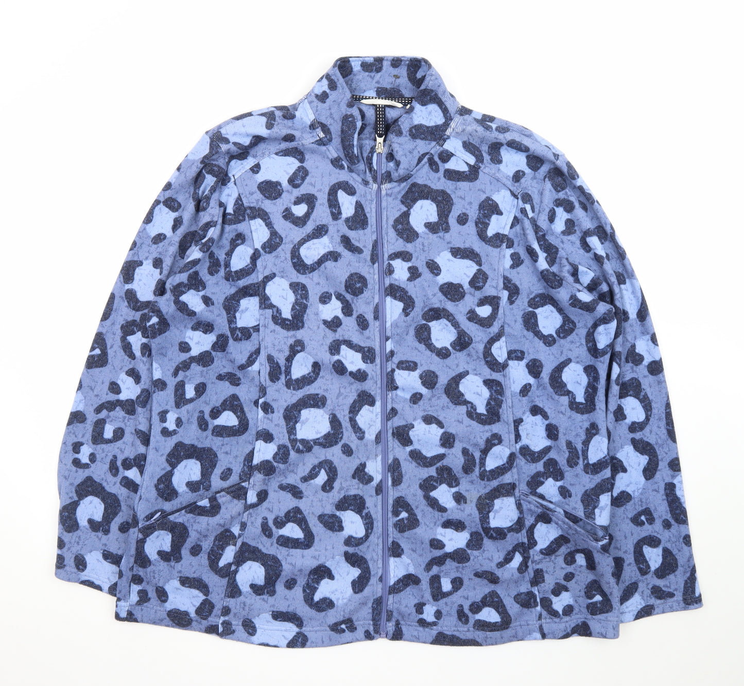 ISLE Loungewear Women's Blue Animal Print Full Zip Sweatshirt XL 22-24