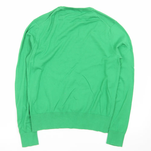 Ralph Lauren Men's Green Cotton Crew Neck Jumper Size S