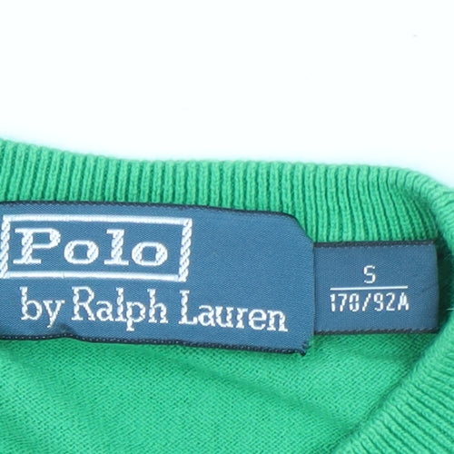 Ralph Lauren Men's Green Cotton Crew Neck Jumper Size S