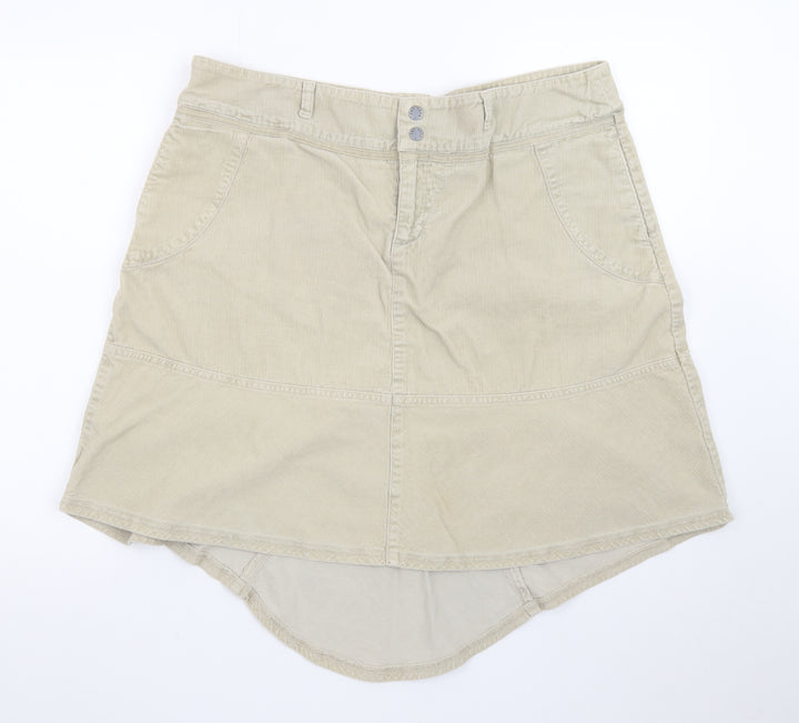 Fat Face Women Beige Corduroy A-Line Skirt Size 16