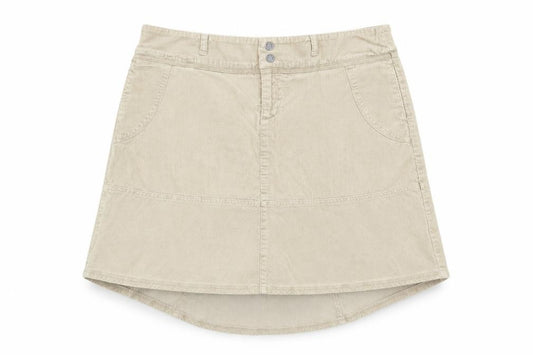 Front view of FatFace Women Beige Corduroy A-Line Skirt, size 16