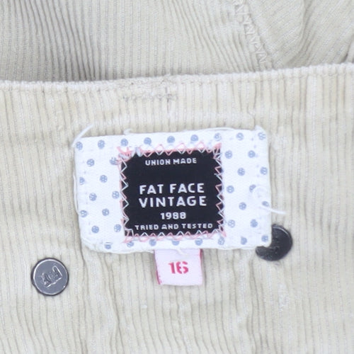Fat Face Women Beige Corduroy A-Line Skirt Size 16