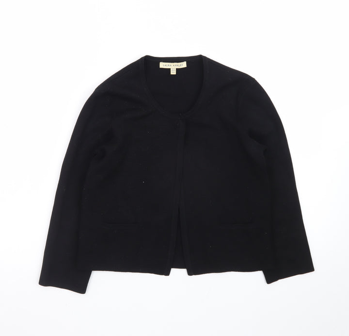 Laura Ashley Women Black Size 8 Classic Open Cardigan