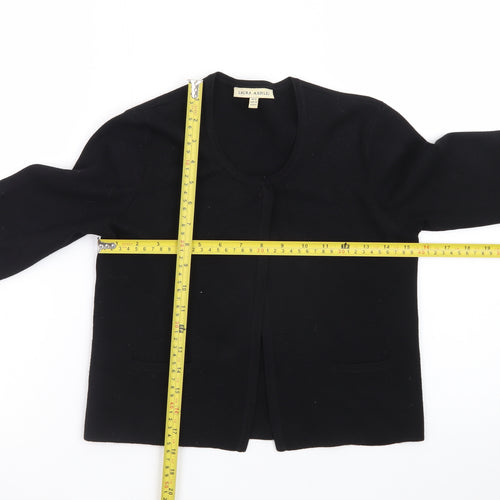 Laura Ashley Women Black Size 8 Classic Open Cardigan