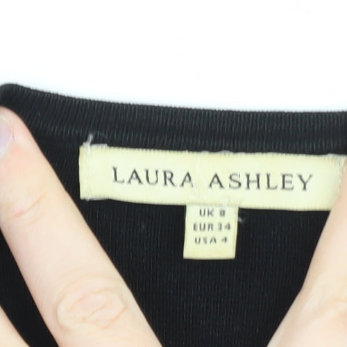 Laura Ashley Women Black Size 8 Classic Open Cardigan