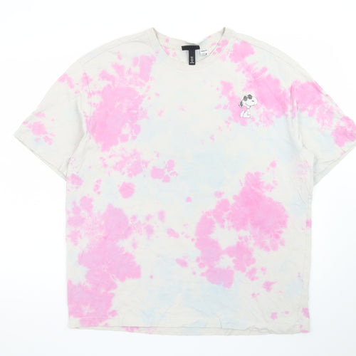 H&M Men’s Multicoloured Snoopy Relaxed Fit Tie-Dye T-Shirt L