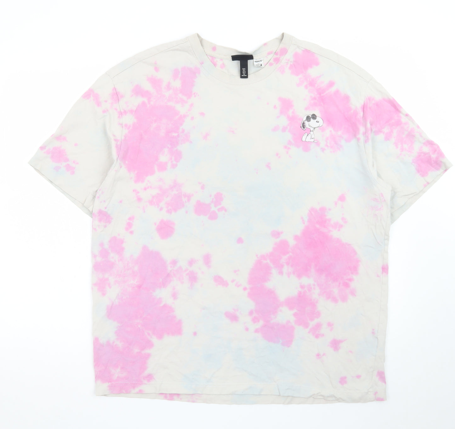 H&M Men’s Multicoloured Snoopy Relaxed Fit Tie-Dye T-Shirt L