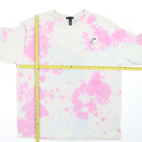 H&M Men’s Multicoloured Snoopy Relaxed Fit Tie-Dye T-Shirt L
