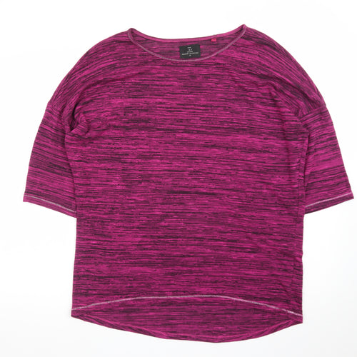 Next Womens Pink Striped Jersey T-Shirt Size 16 Relaxed Fit