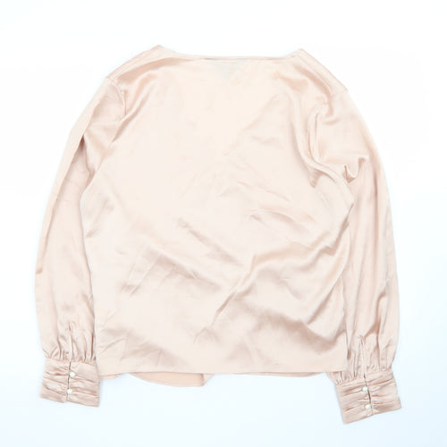 Lipsy Women’s Pink Satin Wrap Blouse UK 16 Long Sleeve Top