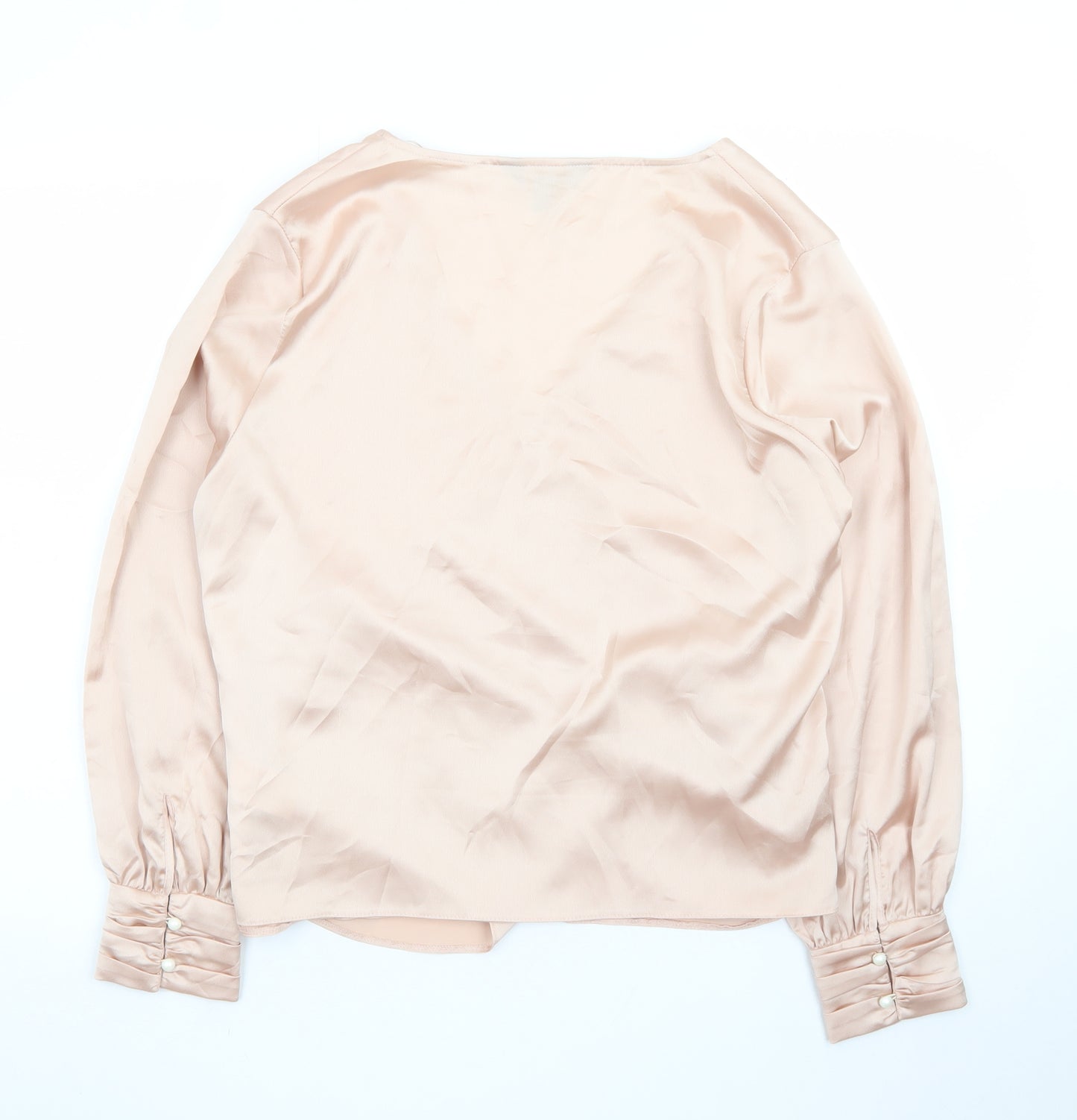 Lipsy Women’s Pink Satin Wrap Blouse UK 16 Long Sleeve Top