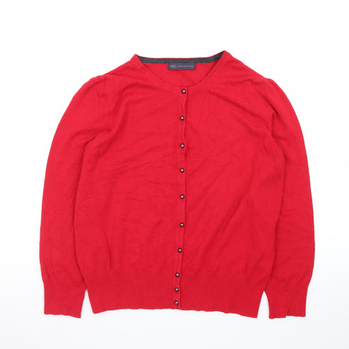 Marks and Spencer Women’s Red Cardigan Size 16 Crew Neck Knit