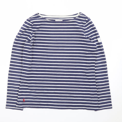 Joules Womens Blue Striped Long Sleeve Boat Neck Top Size 10