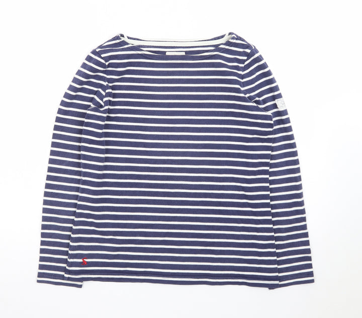Joules Womens Blue Striped Long Sleeve Boat Neck Top Size 10