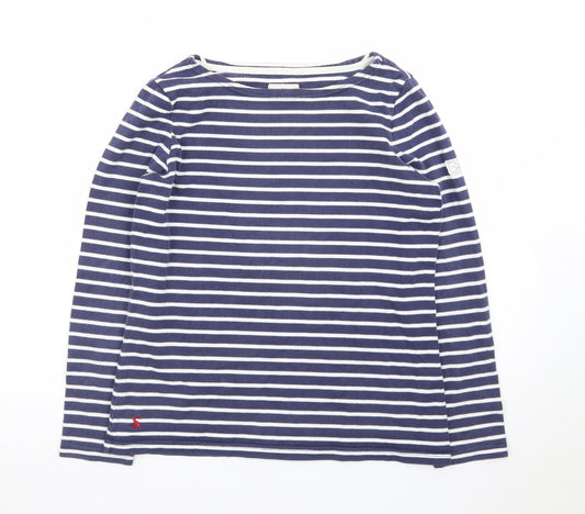 Joules Womens Blue Striped Long Sleeve Boat Neck Top Size 10