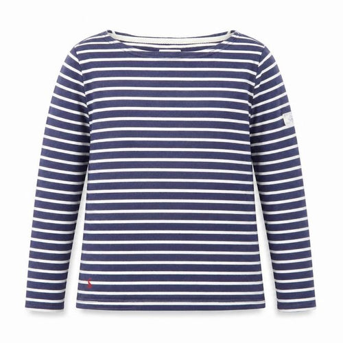Joules Womens Blue Striped Long Sleeve Boat Neck Top Size 10