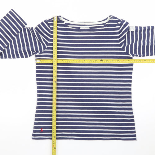 Joules Womens Blue Striped Long Sleeve Boat Neck Top Size 10