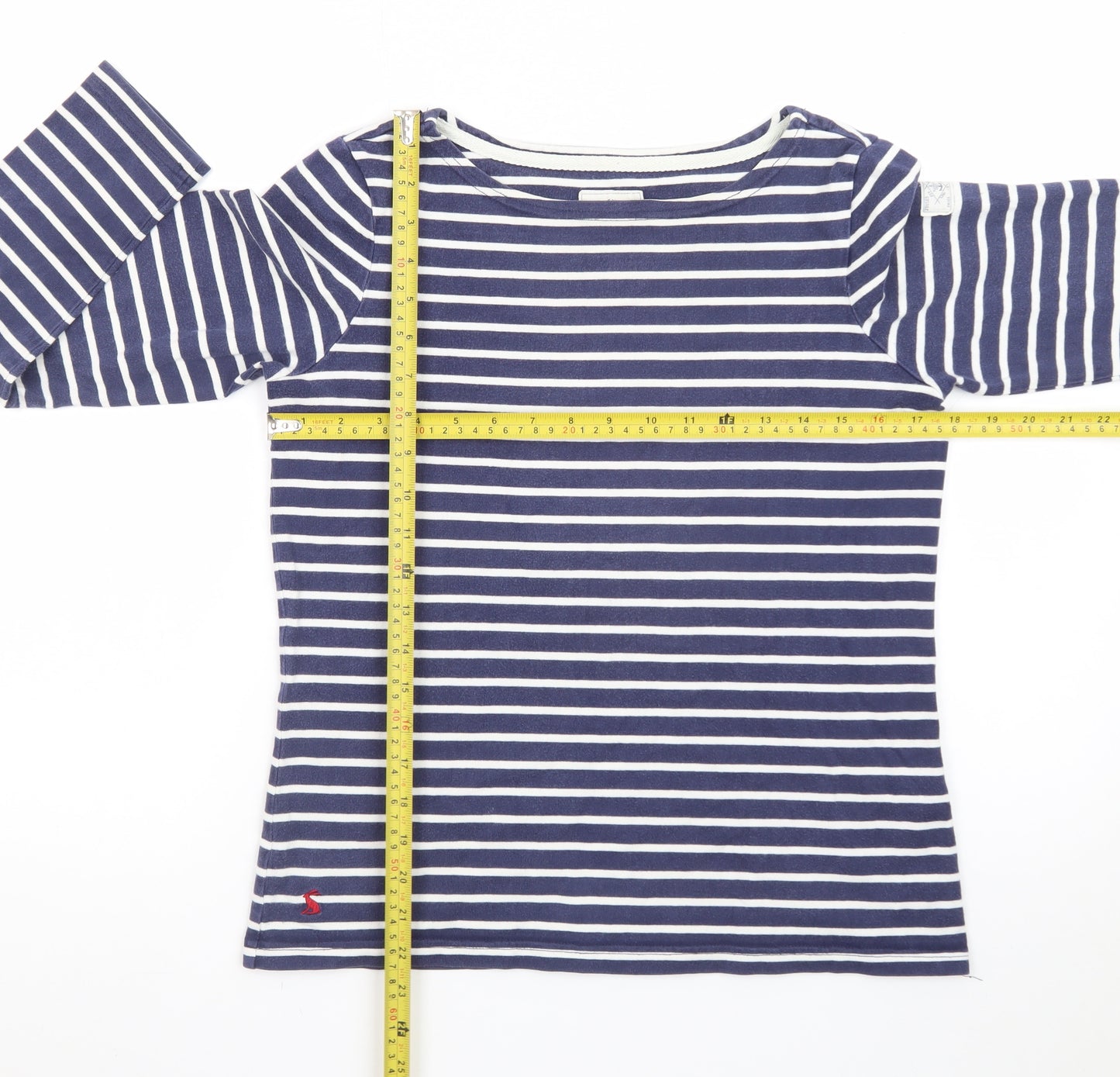 Joules Womens Blue Striped Long Sleeve Boat Neck Top Size 10