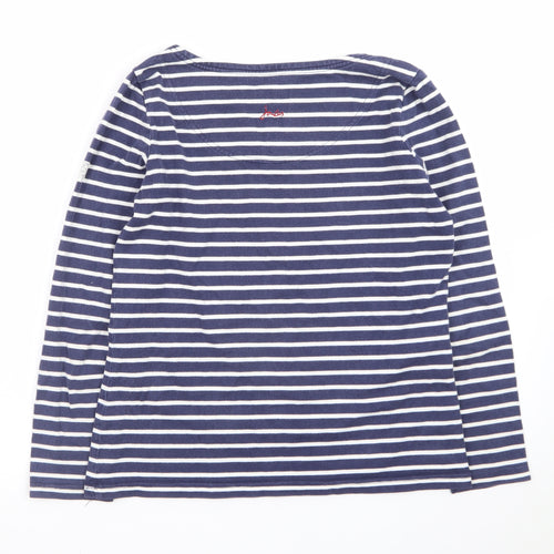Joules Womens Blue Striped Long Sleeve Boat Neck Top Size 10