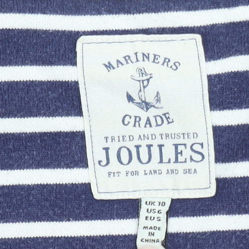Joules Womens Blue Striped Long Sleeve Boat Neck Top Size 10