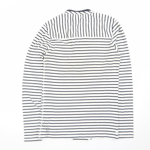 Capsize Men's White Striped Long Sleeve Henley T-Shirt Size S