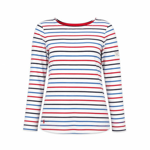 Joules Women's Multicoloured Striped Long Sleeve Cotton T-Shirt Size 8